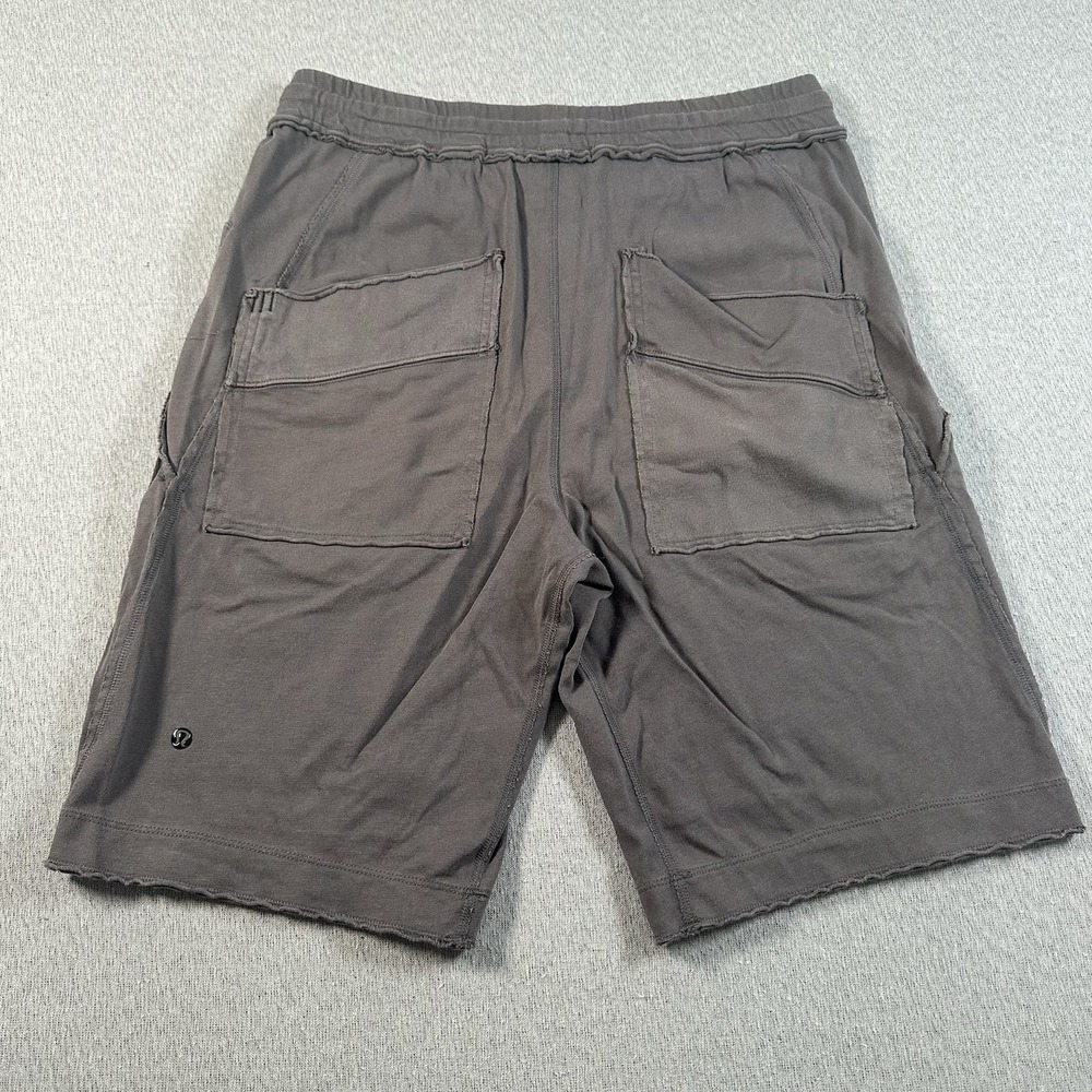 Lululemon Fleece Shorts Men M 10" Knit Stretch Raw Edge Elastic Waist Drawstring